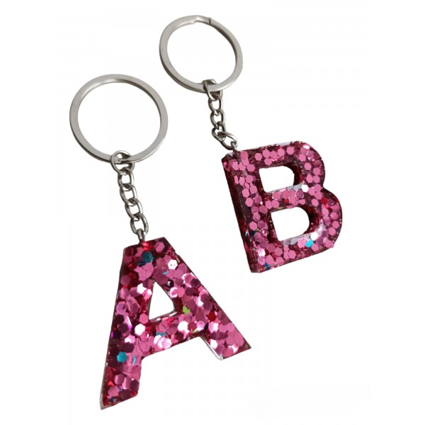 Μπρελόκ μονόγραμμα με γκλίτερ