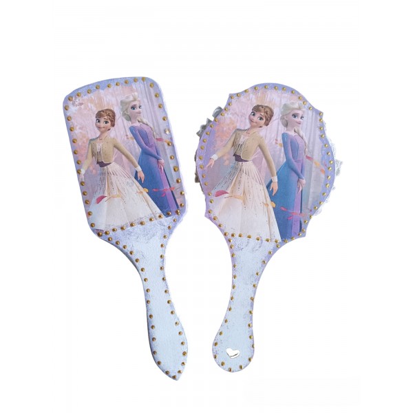 Χτένα και καθρέφτης με την Έλσα και την Άννα από το frozen