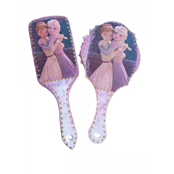 Χτένα και καθρέφτης με την Έλσα και την Άννα από το frozen