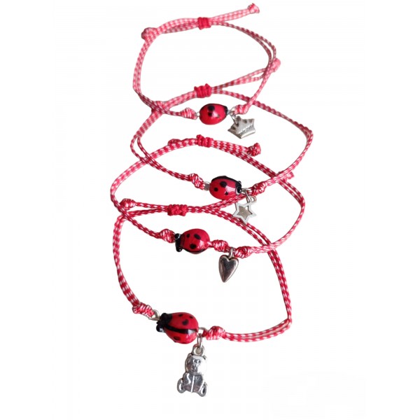 Μάρτης βραχιόλι με πασχαλίτσα και διάφορα μεταλλικά στοιχεία 