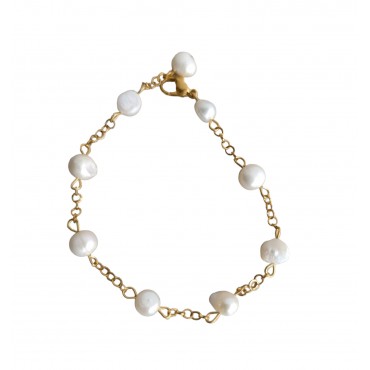 Βραχιόλι με μαργαριτάρια και ατσάλινη αλυσίδα