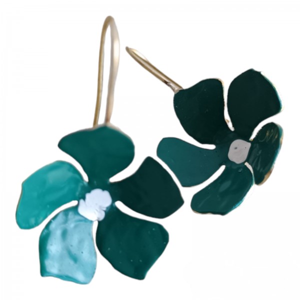 Χειροποίητα σκουλαρίκια λουλούδι πράσινο 