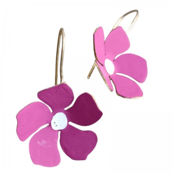Σκουλαρίκια λουλούδι σε ροζ χρώμα