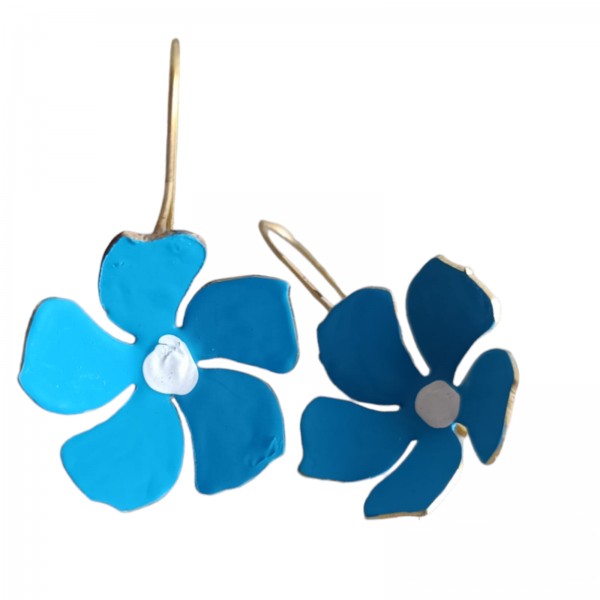 Χειροποίητα σκουλαρίκια λουλούδι γαλάζιο 