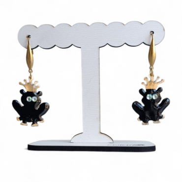 Σκουλαρίκια Βατραχάκι με Κορώνα  – 5 εκ.