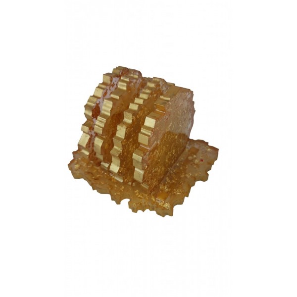 Σουβέρ από υγρό γυαλί, κίτρινο χρώμα και φύλλα χρυσού