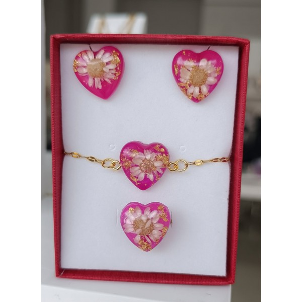 Χαμομήλι της Καρδιάς» – Σετ Κοσμημάτων με Φυσικό Χαμομήλι & Φύλλα Χρυσού