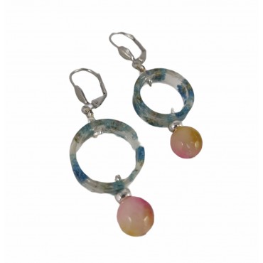 Σκουλαρικια, κύκλος με αληθινά λουλούδια γυψοφύλλη