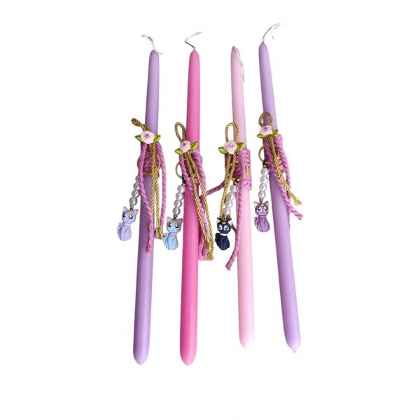 Λαμπάδα με μπρελόκ γατούλα με πέρλα 