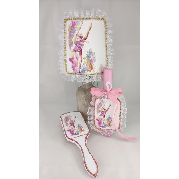 Χειροποίητο σετ με λαμπάδα - χτένα - Φωτιστικό 