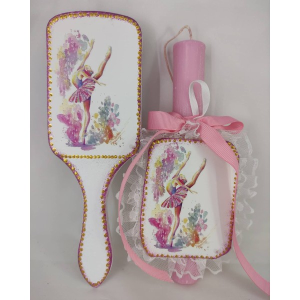 Χειροποίητο σετ με λαμπάδα - χτένα 