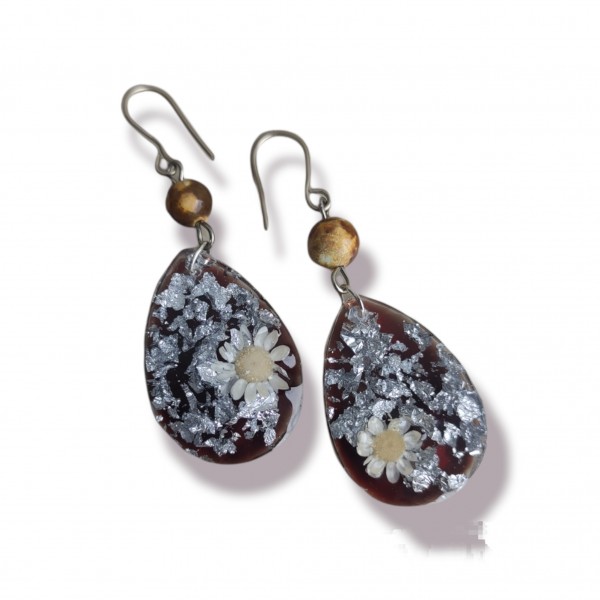 Σκουλαρίκια με αληθινά λουλούδια