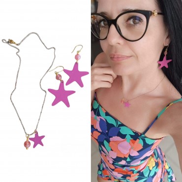  Σκουλαρίκια και κολιέ από μέταλλο ορείχλακου και αλυσίδα διαμαντοκοπής