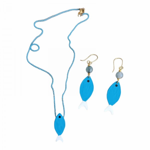 Σκουλαρίκια και κολιέ ψάρια