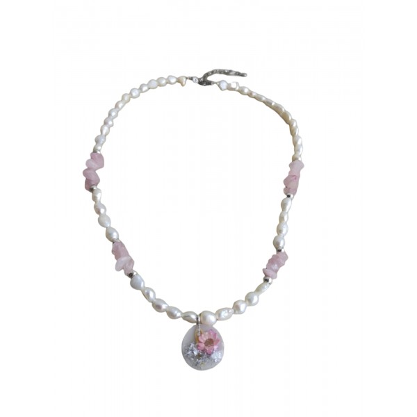 Μαργαριτάρια με αχάτη και αποξηραμένα λουλούδια