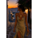 Χειροποίητο Κολιέ με Αληθινή Ορχιδέα, Κιτρίνη & Μωβ Αχάτη