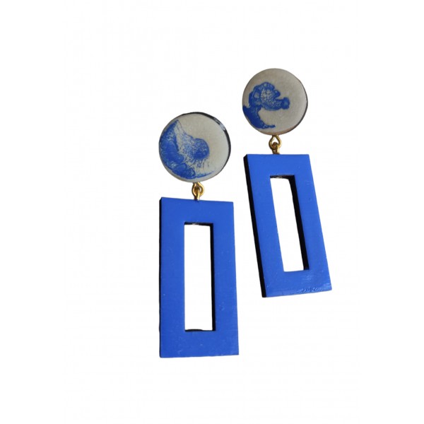 Ξύλινα σκουλαρίκια ορθογώνια 