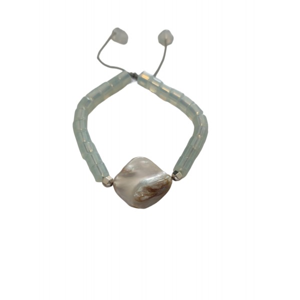 Βραχιόλι με φεγγαρόπετρα και κοχύλι στο κέντρο