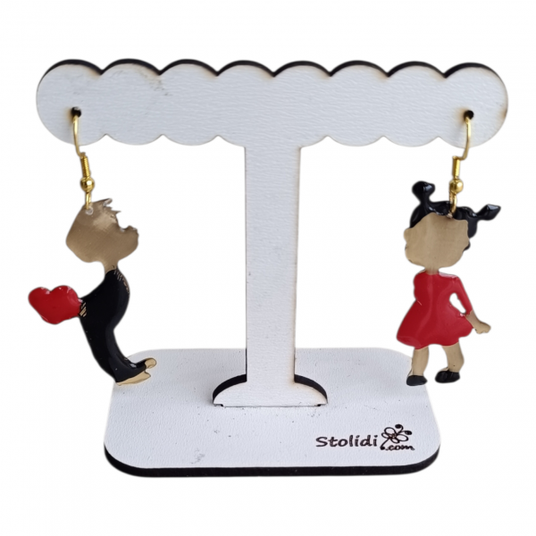 Χειροποίητα Σκουλαρίκια Ζευγάρι με Καρδιά από Ορείχαλκο