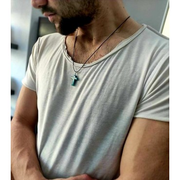 Ανδρικός Σταυρός "Μπλε αχάτης"