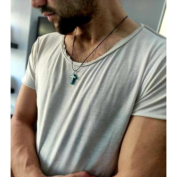 Ανδρικός Σταυρός "Μπλε αχάτης"
