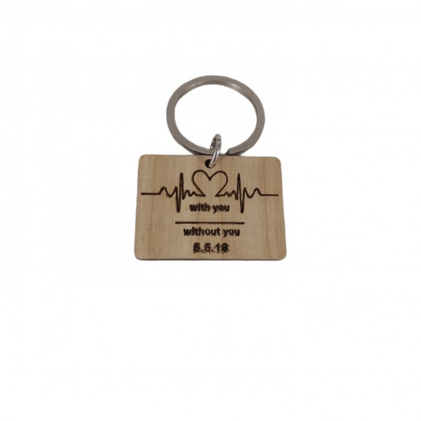 Ξύλινο μπρελόκ heartbeat