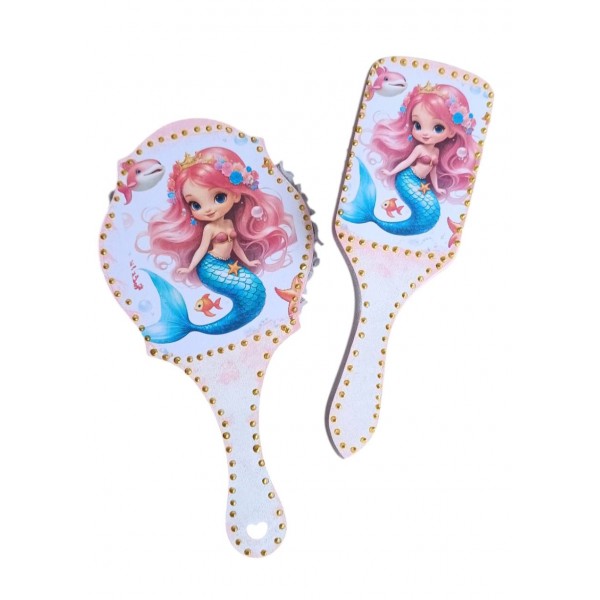 Χτένα και καθρέφτης με θέμα γοργόνα