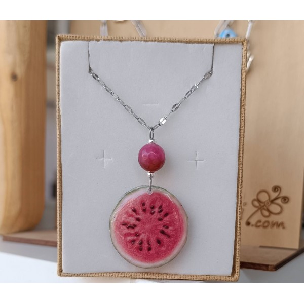 Χειροποίητο κολιέ καρπούζι