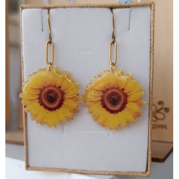 Χειροποίητα σκουλαρίκια ηλιοτρόπια 