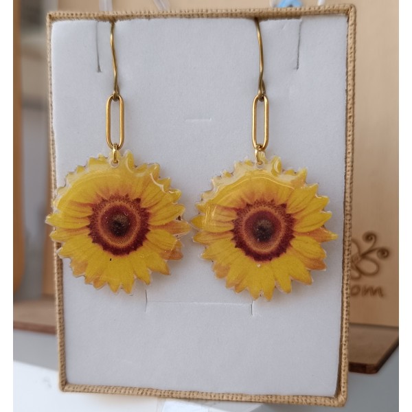 Χειροποίητα σκουλαρίκια ηλιοτρόπια 