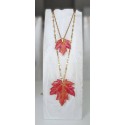 Χειροποίητο κολιέ με φύλλο πλάτανου σε κεχριμπαρένιο χρώμα