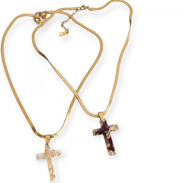 Χειροποίητα Σταυρουδάκια με φύλλα χρυσού και αποξηραμένα ροδοπέταλα