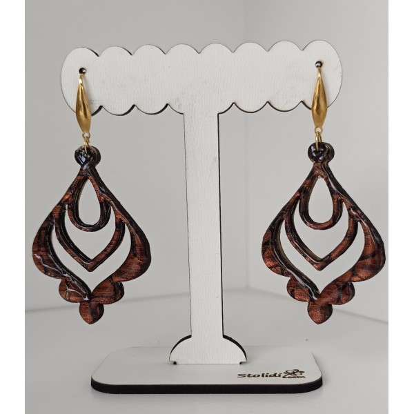 Χειροποίητα σκουλαρίκια με καφέ τεχνόδερμα