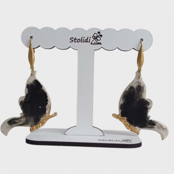 Χειροποίητα Σκουλαρίκια Πεταλούδα από Ορείχαλκο με Σμάλτο & Ρητίνη – Γάτζος Ατσάλι – 6 εκ.