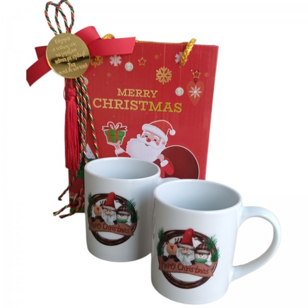 Χριστουγεννιάτικο Σετ Δώρου για Νονά & Νονό 2 Κούπες με Αφιέρωση