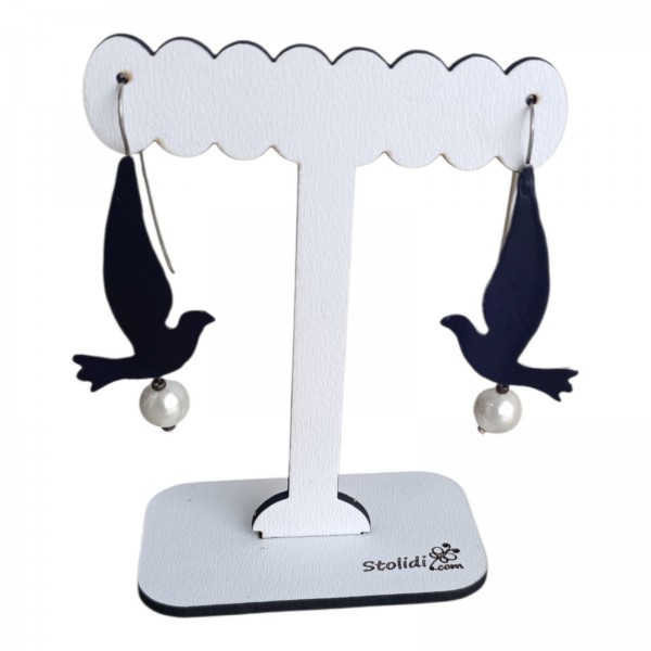 Σκουλαρίκια «Νυχτερινά Πουλιά» σε Μπλε της Νύχτας με Πέρλα