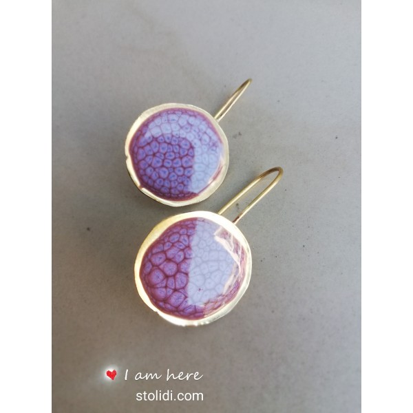 Σκουλαρίκια σε μωβ με χρυσό