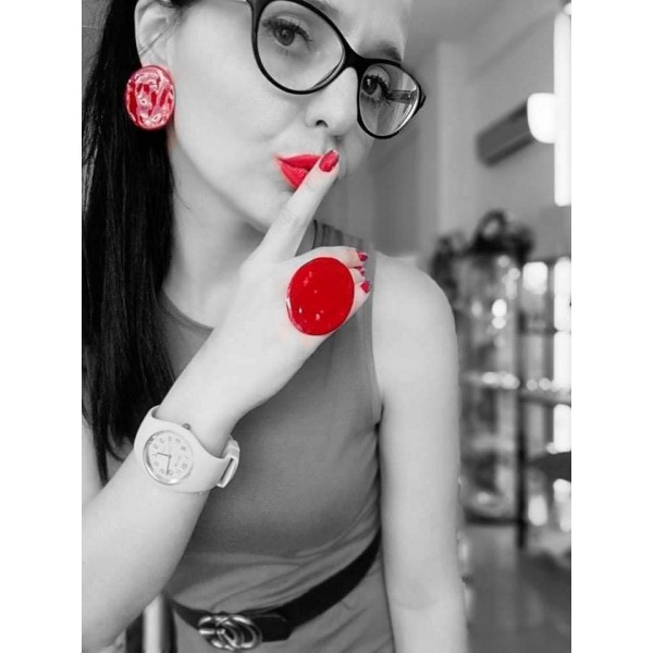 Οβάλ σκουλαρίκια και δαχτυλίδι 