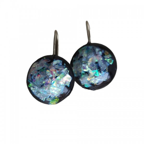 Σκουλαρίκια στρόγγυλά μαύρο χρώμα