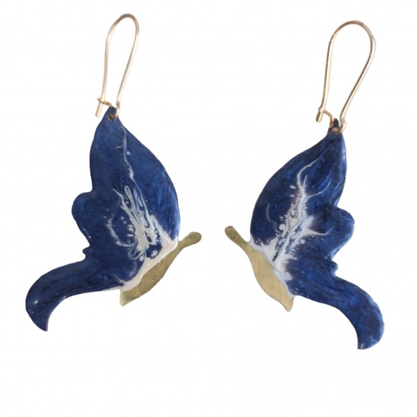 Μπλε πεταλούδες σκουλαρίκια