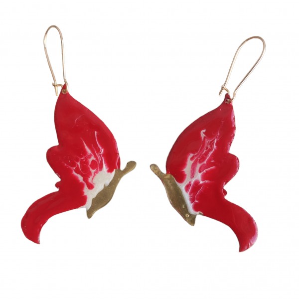 Κόκκινες πεταλούδες σκουλαρίκια