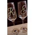 Ποτήρια σαμπάνιας με μονόγραμμα από στρας