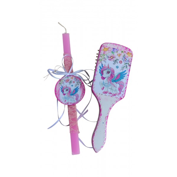 Λαμπάδα και χτένα με θέμα unicorn  