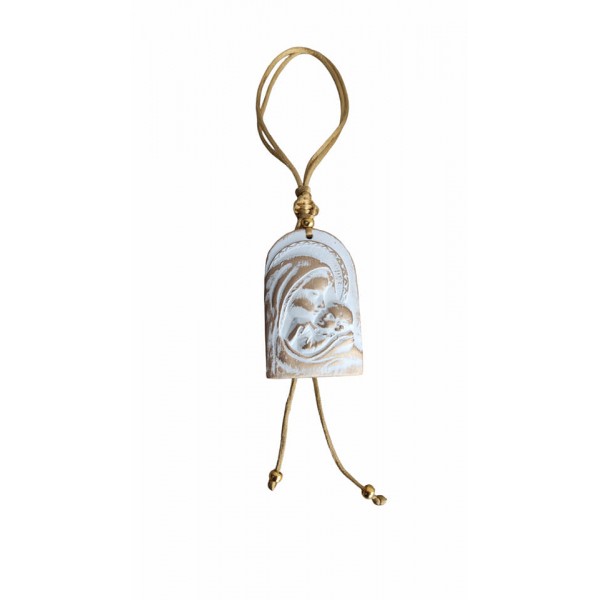 Κεραμική εικόνα  της Παναγίτσας με τον Χριστό  με χρυσό σχοινί 