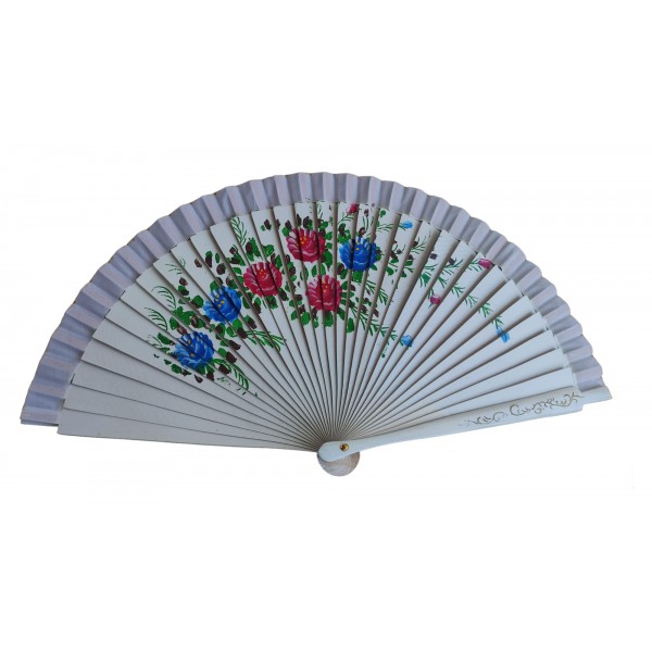 Ξύλινη βεντάλια λευκή 