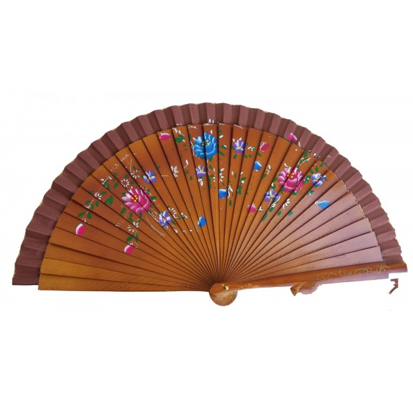 Ξύλινη μεγάλη  βεντάλια καφέ χρώμα 