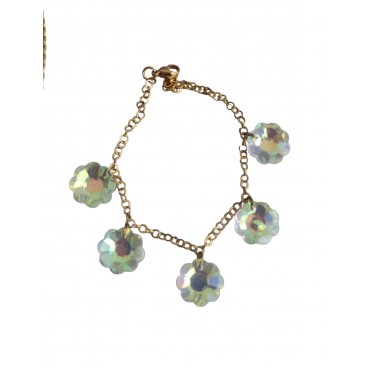 Βραχιόλι με ατσάλινη αλυσίδα και κρυστάλλινο λουλούδι 