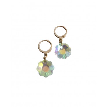 Σκουλαρίκια με κρίκο και κρυστάλλινο λουλούδι 