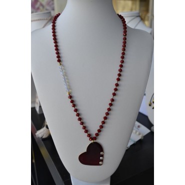 Κολιέ με κόκκινη καρδιά 