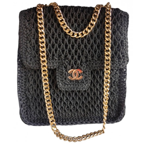 Χειροποίητη πλεκτή τσάντα σε γκρι χρώμα Vintage